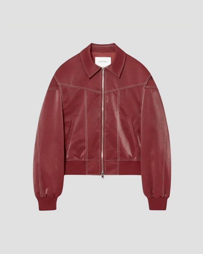 Liv | Oversized Burgundy PU-Lederjacke